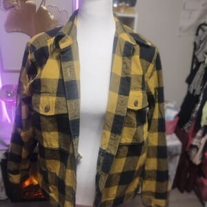 Mountain Hardwear Yellow and Black Plaid Button-Down Shirt